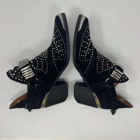 JEFFREY CAMPBELL Calhoun Studded Black Suede Leather Western Bootie Size 10 - Picture 5 of 9
